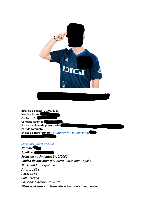 Informe ejemplo de informe experto realizado por un ojeador scout